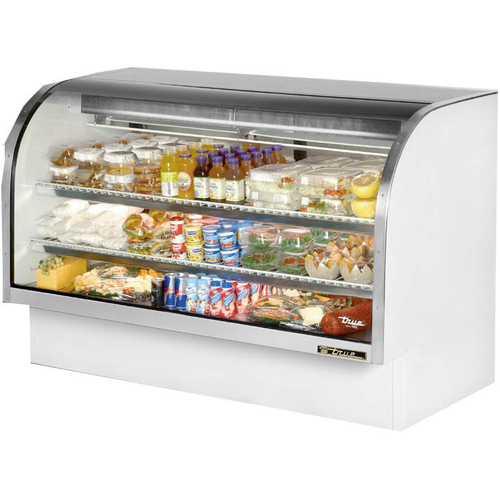 True TCGG-72-HC-LD 72.25" W Stainless Steel Full Service Curved Glass Deli Case - 115 Volts