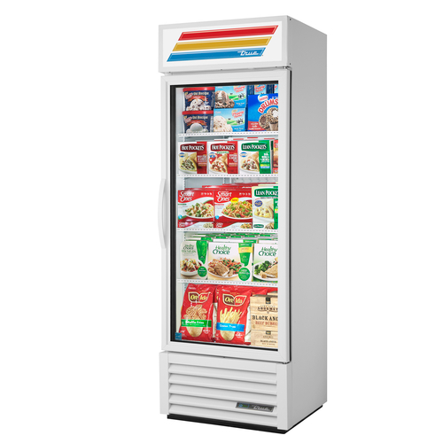 True GDM-19T-F-HC~TSL01 27" W White Interior with Stainless Steel Floor One-Section Freezer Merchandiser - 115 Volts