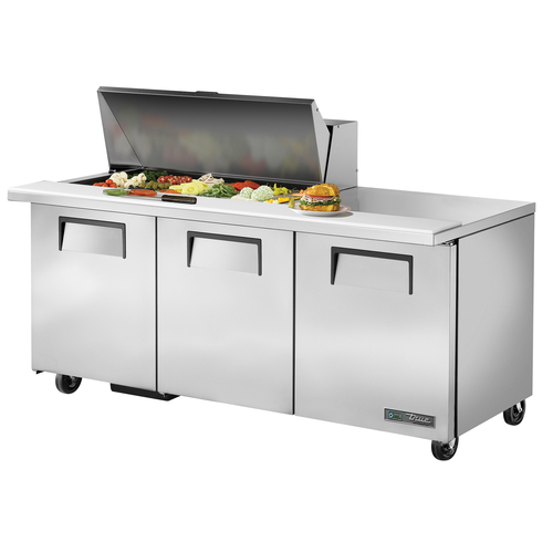 True TSSU-72-18M-B-HC 72.38"W 3 Door Mega Top Sandwich/Salad Unit - 115 Volts