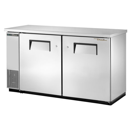 True TBB-24-60-S-HC 61.13" W Stainless Steel Two-Section Solid Doors Back Bar Cooler - 115 Volts