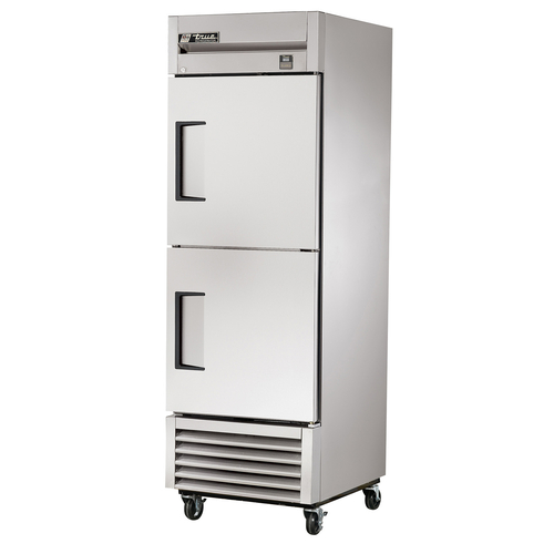 True TS-23-2-HC 2 Stainless Steel Half Doors 3 Gray PVC Coated Adjustable Wire Shelves Interior Lightning Reach-In Refrigerator - 115 Volts