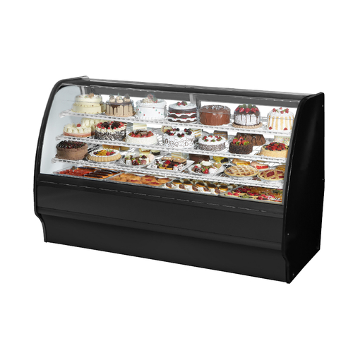 True TGM-R-77-SC/SC-B-W 77.25" W Curved Glass 3 Shelves Glass Merchandiser