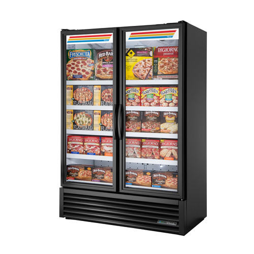 True FLM-54F~TSL01 53.88" W White Interior with Stainless Steel Floor Two-Section Full Length Freezer Merchandiser - 115 Volts