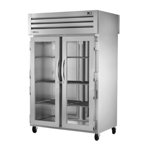 True STR2RPT-2G-2S-HC 2 Glass Doors Front 2 Stainless Steel Doors Rear LED Interior Lights Pass-Thru SPEC SERIES Refrigerator - 115 Volts