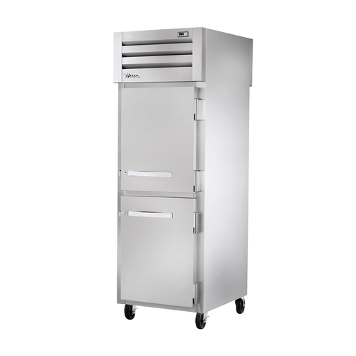 True STR1RPT-2HS-2HG-HC 2 Stainless Steel Half Doors Front 2 Stainless Steel Half Doors Rear LED Interior Lights Pass-Thru SPEC SERIES Refrigerator - 115 Volts