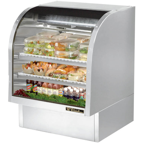 True TCGG-36-S-HC-LD 36.25" W Stainless Steel Curved Glass Deli Case - 115 Volts