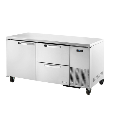 True TUC-67D-2-HC~SPEC3 Side Mounted Self-contained Two Section SPEC SERIES Deep Undercounter Refrigerator - 115 Volts