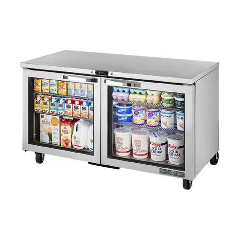 True TUC-60G-HC~SPEC3 29.75" H x 60.38" W x 29.13" D 2 Low-E Glass Doors Stainless Steel Interior SPEC SERIES Undercounter Refrigerator - 115 Volts 1-Ph