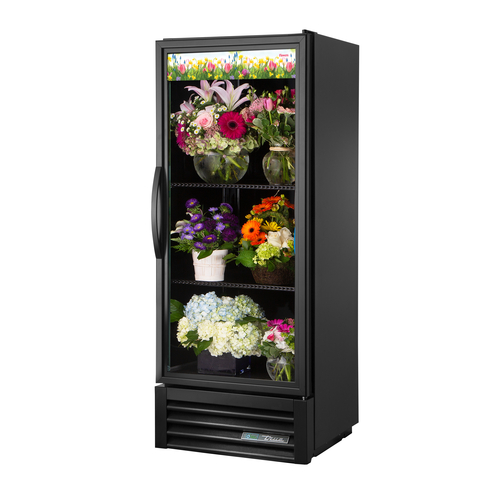 True GDM-12FC-HC~TSL01 24.88" W Black with Stainless Steel Floor One-Section Floral Merchandiser - 115 Volts