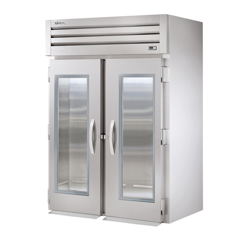 True STR2RRI-2G-HC SPEC SERIES 68" W Stainless Steel Interior 2 Glass Doors with Locks Two-Section Roll-In Refrigerator - 115 Volts