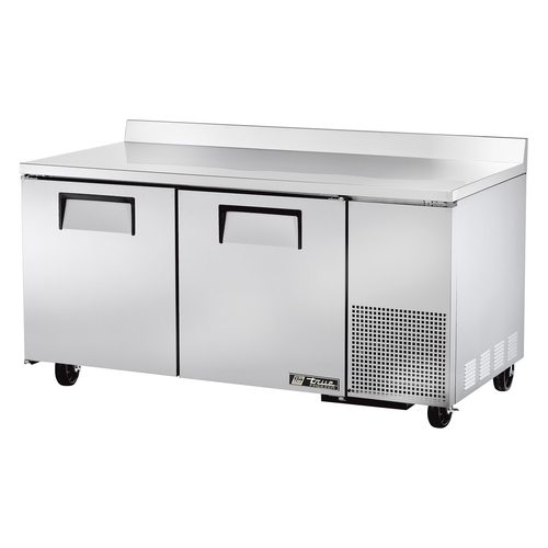 True TWT-67F-HC 67.25" W Aluminum and Stainless Steel Two-Section with Rear Splash Counter Height Deep Work Top Freezer - 115 Volts