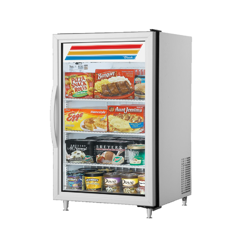 True GDM-07F-HC~TSL01 24.13" W White Interior with Stainless Steel Floor 1 Hinged Door Countertop Freezer Merchandiser - 115 Volts