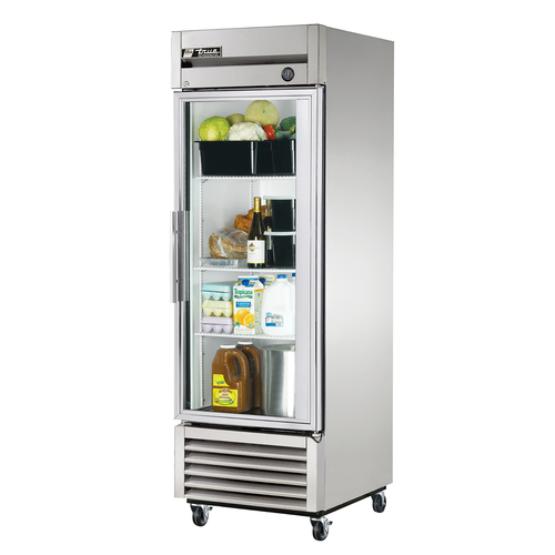 True T-23G-HC~FGD01 1 Glass Door 3 PVC Coated Adjustable Wire Shelves LED Interior Lightning Reach-In Refrigerator - 115 Volts