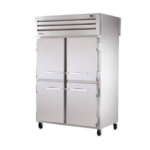 True STA2RPT-4HS-4HS 4 Stainless Steel Half Doors LED Interior Lights Pass-Thru SPEC SERIES Refrigerator - 115 Volts