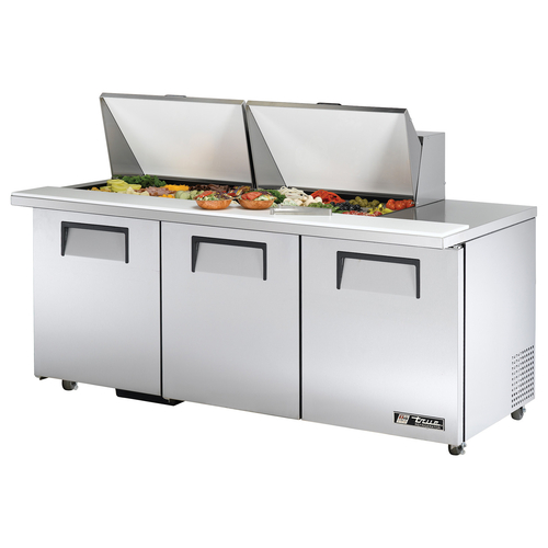 True TSSU-72-24M-B-ST-ADA-HC 72.38"W 3 Door Mega Top Sandwich/Salad Unit - 115 Volts