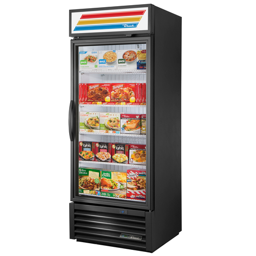 True GDM-26F-HST-HC~TSL01 30" W White Interior with Stainless Steel Floor Freezer Merchandiser with Health Safety Timer - 115 Volts