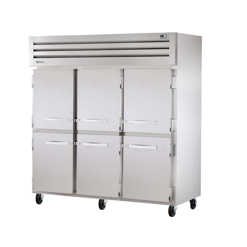 True STR3R-6HS-HC 6 Stainless Steel Half Doors 3 Section Reach-In SPEC SERIES Refrigerator - 115 Volts