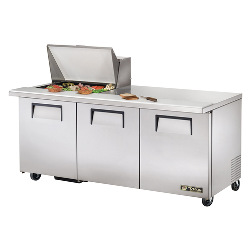 True TSSU-72-12M-B-HC 72.38"W 3 Door Mega Top Sandwich/Salad Unit - 115 Volts