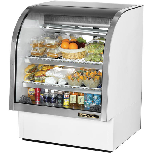 True TCGG-36-HC-LD 36.25" W White Exterior Stainless Steel Curved Glass Deli Case - 115 Volts