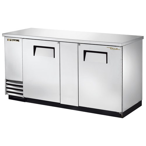 True TBB-3-S-HC 69.13" W Two-Section Stainless Steel Solid Doors Back Bar Cooler - 115 Volts