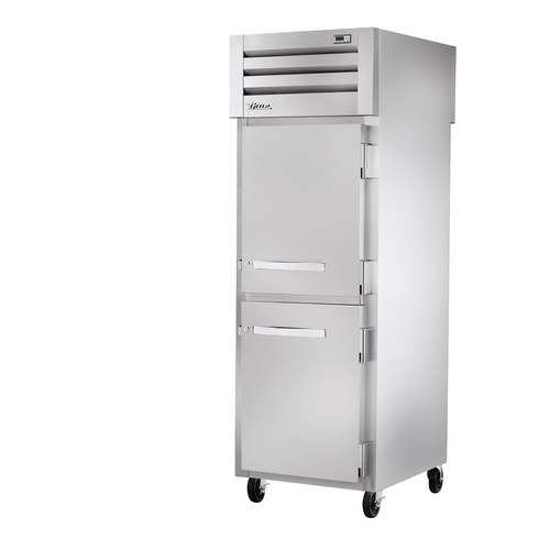 True STR1RPT-2HS-2HS-HC 2 Stainless Steel Half Doors LED Interior Lights Pass-Thru SPEC SERIES Refrigerator - 115 Volts
