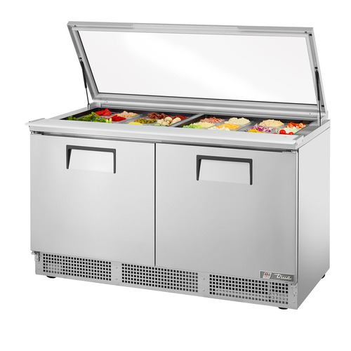 True TFP-64-24M-FGLID 64.13" W Two-Section Rear Mounted Self-Contained Refrigeration Sandwich/Salad Unit - 115 Volts