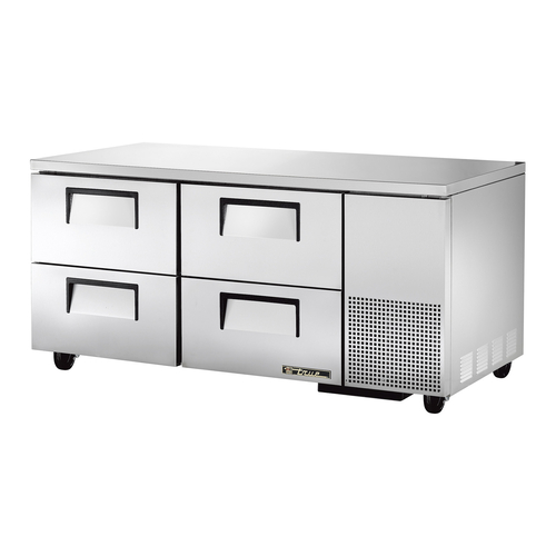 True TUC-67D-4-HC 29.75" H x 67.25" W x 32.25" D 4 Drawers Aluminum Interior Deep Undercounter Refrigerator - 115 Volts 1-Ph