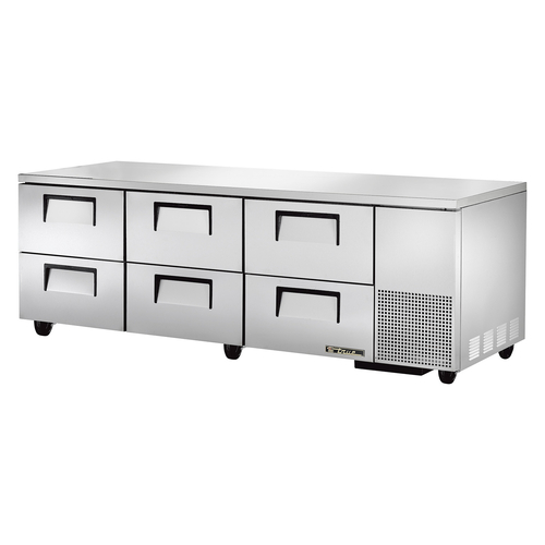 True TUC-93D-6-HC 29.75" H x 93.25" W x 32.25" D 6 Drawers Aluminum Interior Deep Undercounter Refrigerator - 115 Volts 1-Ph
