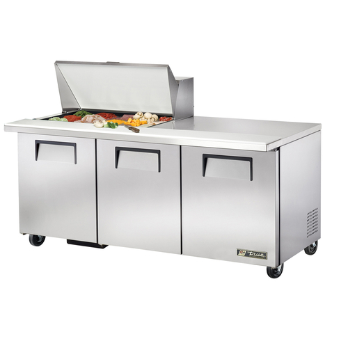 True TSSU-72-15M-B-HC 72.38"W 3 Door Mega Top Sandwich/Salad Unit - 115 Volts