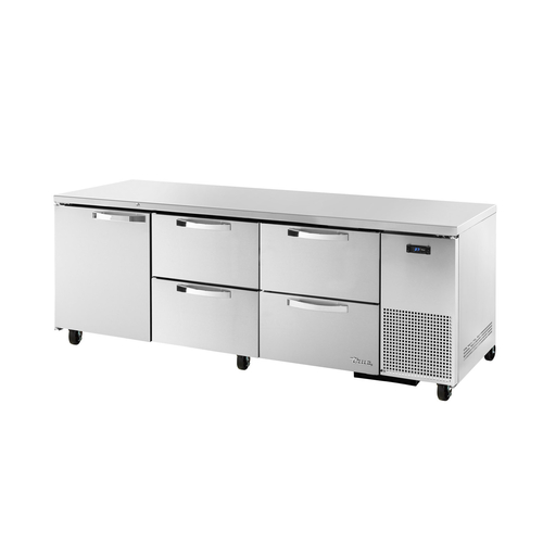 True TUC-93D-4-HC~SPEC3 Side Mounted Self-contained Three Section SPEC SERIES Deep Undercounter Refrigerator - 115 Volts