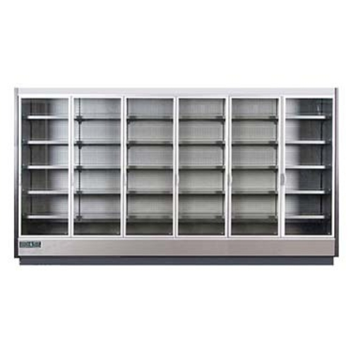 MVP Group KGV-MR-6-R 147"W x 31.5"D x 77.75"H Gray and Silver 6 Section Hydra-Kool High Volume Refrigerated Merchandiser