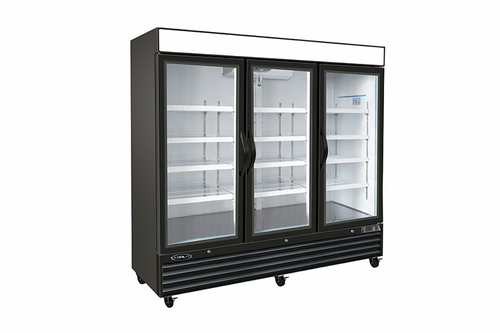 MVP Group KGF-72 DV 81" W Black Exterior Three-Section Kool-It Freezer Merchandiser - 115/208-230 Volts