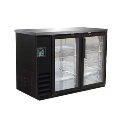 MVP Group IBB49-2G-24 10.45 Cu. Ft. Capacity Two-Section Stainless Steel Top IKON Refrigerated Back Bar Storage Cabinet - 115 Volts 1-Ph