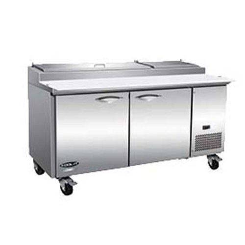 MVP Group IPP71-2D 70.8" W Stainless Steel Two Section IKON Pizza Prep Table - 115 Volts