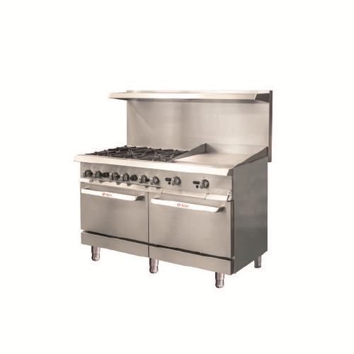 MVP Group IR-6B-24MG-60 59.9" W x 31.4" D 6 Open Burners with 1 Griddle and 2 Ovens IKON Range - 180,000 BTU