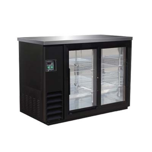 MVP Group IBB49-2G-24SD 10.45 Cu. Ft. Capacity Two-Section Stainless Steel Top IKON Refrigerated Back Bar Storage Cabinet - 115 Volts 1-Ph