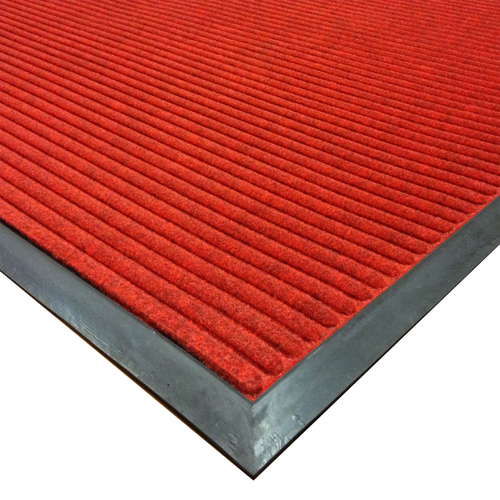 Axia EMR3660R 60" W x 36" D x 0.38" Thick Red Polyester Fiber Ribbed Pattern Entrance Mat