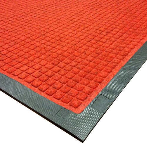 Axia EMQ4872R 72" W x 48" D x 0.38" Thick Red Polyester Fiber Square Pattern Entrance Mat