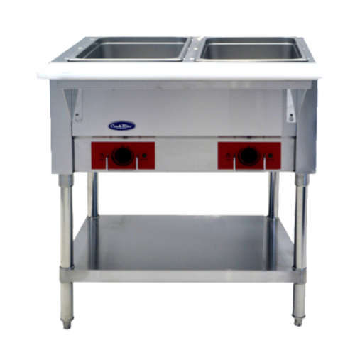 Atosa CSTEA-2C 2 Pans Electric Open Shelf Base CookRite Steam Table - 120 Volts