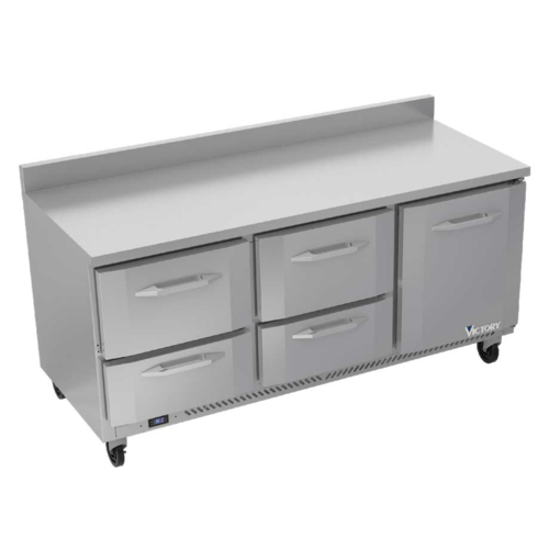 Victory VWRD72HC-4 72" W 1 Door Stainless Steel Exterior Worktop Refrigerated Counter - 115 Volts