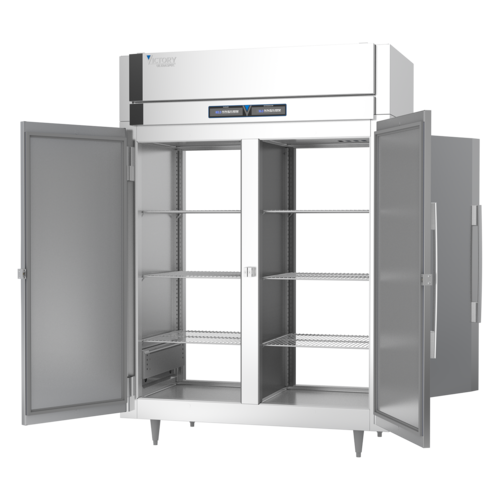 Victory HRSA-2D-S1-EW-PT-HC Stainless Steel Exterior 2 Section UltraSpec Series Dual Temp Warmer & Refrigerator - 115 Volts