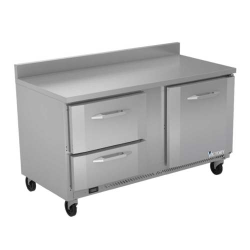 Victory VWRD60HC-2 60" W 1 Door Stainless Steel Exterior Worktop Refrigerated Counter - 115 Volts