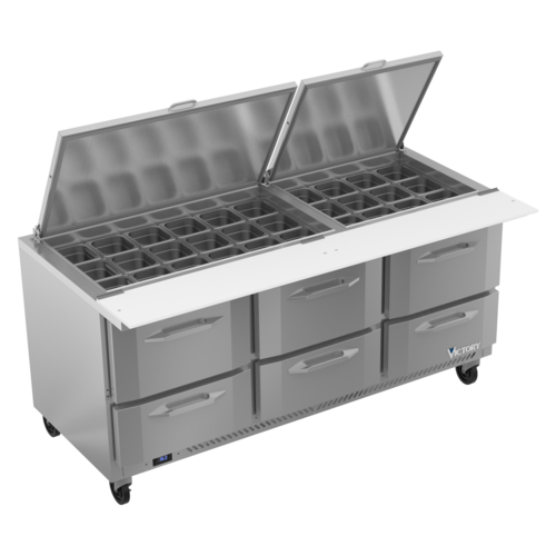 Victory VSPD72HC-30B-6 72" W 6 Drawers UltraSpec Series Big Top Sandwich Prep Table - 115 Volts
