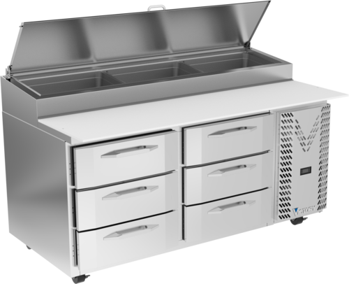 Victory VPPD72HC-6 72.13" W 6 Drawers Pizza Prep Table - 115 Volts