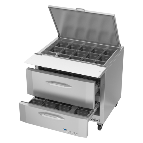 Victory VSPD36HC-15B-2 36" W 2 Drawers UltraSpec Series Big Top Sandwich Prep Table - 115 Volts