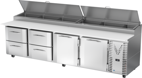 Victory VPPD119HC-6 118.88" W 4 Drawers Pizza Prep Table - 115 Volts