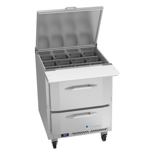 Victory VSPD27HC-12B-2 27" W 2 Drawers UltraSpec Series Big Top Sandwich Prep Table - 115 Volts
