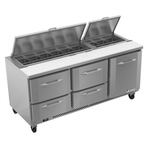 Victory VSPD72HC-18-4 72" W 1 Door UltraSpec Series Sandwich Prep Table - 115 Volts