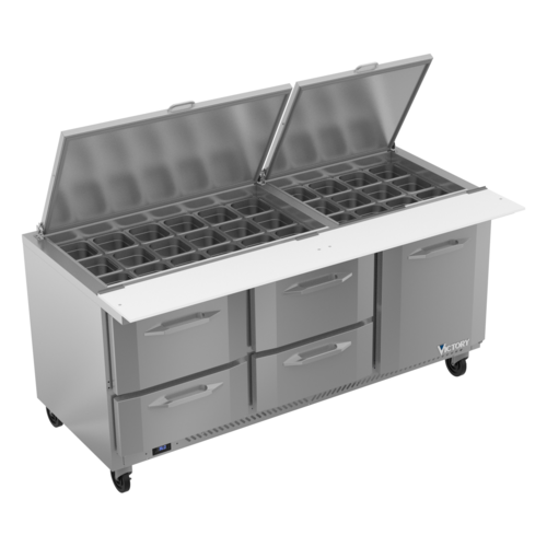 Victory VSPD72HC-30B-4 72" W 1 Door UltraSpec Series Big Top Sandwich Prep Table - 115 Volts