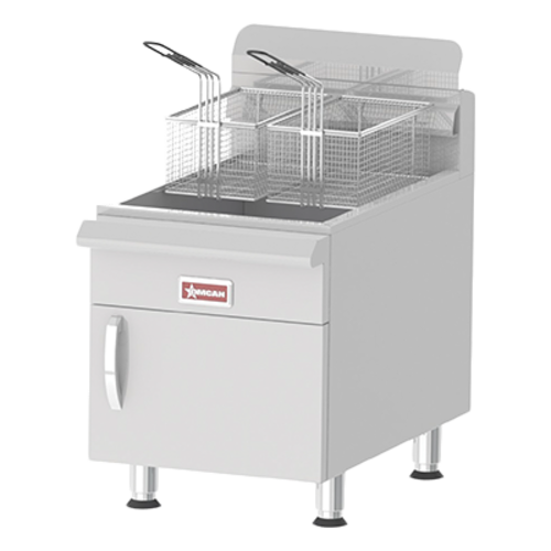 Omcan USA 43088 30 Lbs. Stainless Steel Natural Gas Countertop Fryer - 53,000 BTU